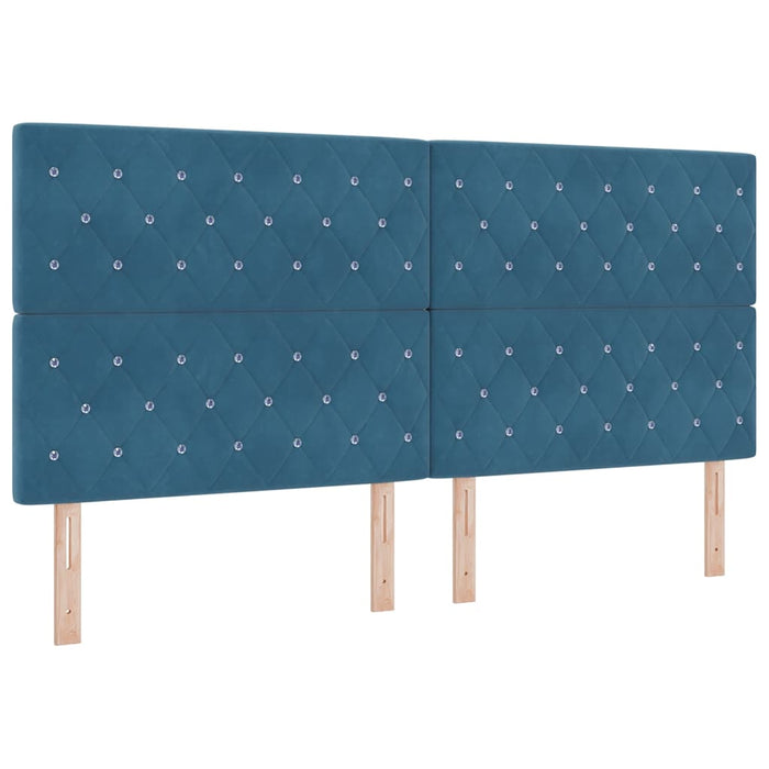 Pat cu arcuri cu saltea albastru 200 x 200 cm Catifea WALTI