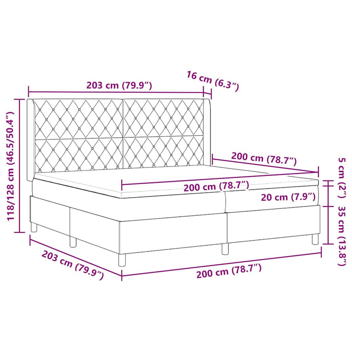 Pat cu arcuri cu saltea albastru 200 x 200 cm Catifea WALTI