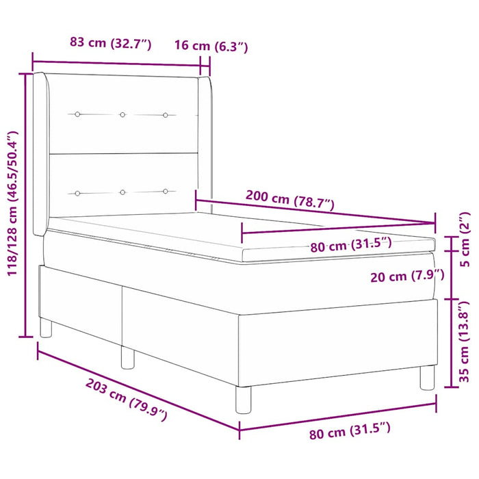 Pat cu arcuri cu saltea albastru 80 x 200 cm Catifea - WALTI WALTI