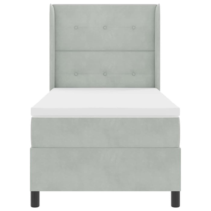 Pat cu arcuri cu saltea Gri deschis 90 x 190 cm Catifea - WALTI WALTI