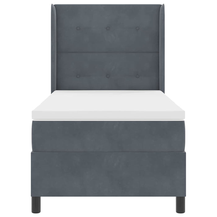 Pat cu arcuri cu saltea Gri închis 90 x 190 cm Catifea - WALTI WALTI