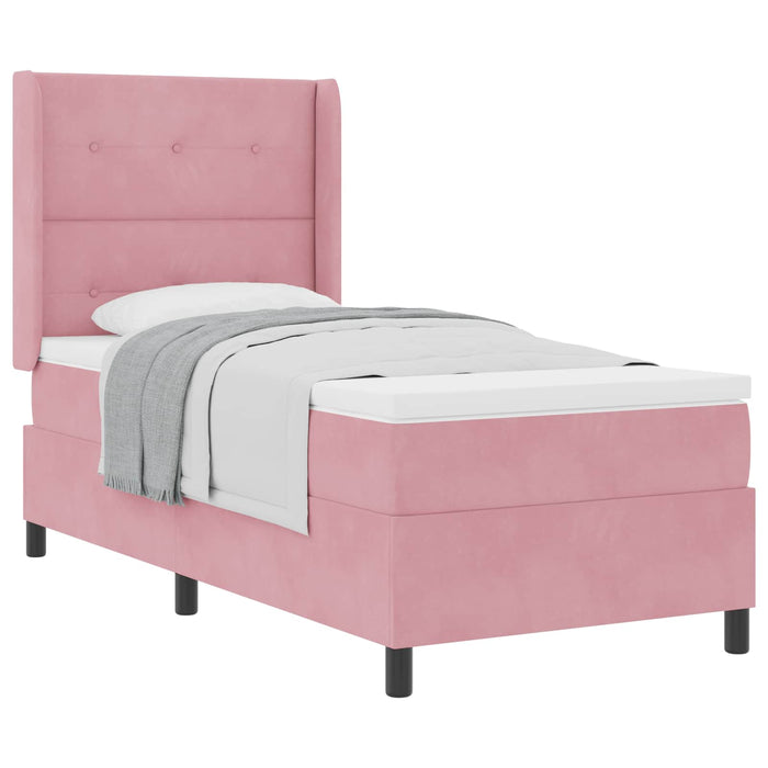 Pat cu arcuri cu headboard Roz 90 x 190 cm Catifea - WALTI WALTI