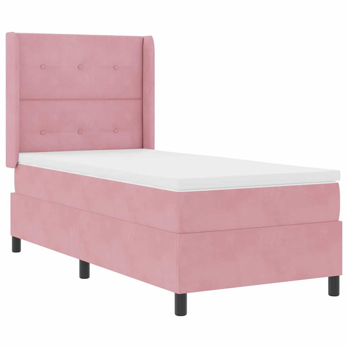 Pat cu arcuri cu headboard Roz 90 x 190 cm Catifea - WALTI WALTI