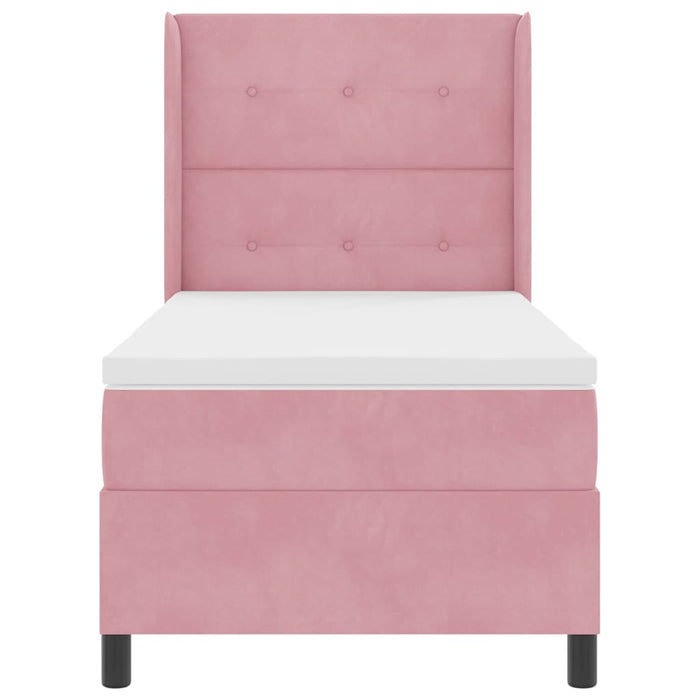 Pat cu arcuri cu headboard Roz 90 x 190 cm Catifea - WALTI WALTI