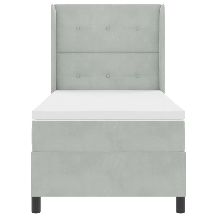 Pat cu arcuri cu saltea Gri deschis 100 x 200 cm Catifea - WALTI WALTI