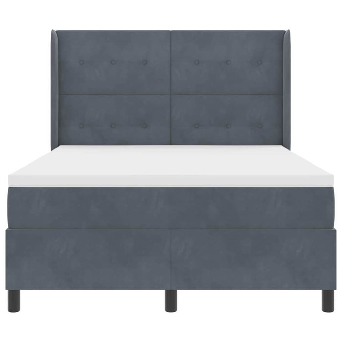 Pat cu arcuri cu headboard Gri închis 140 x 190 cm Catifea - WALTI WALTI