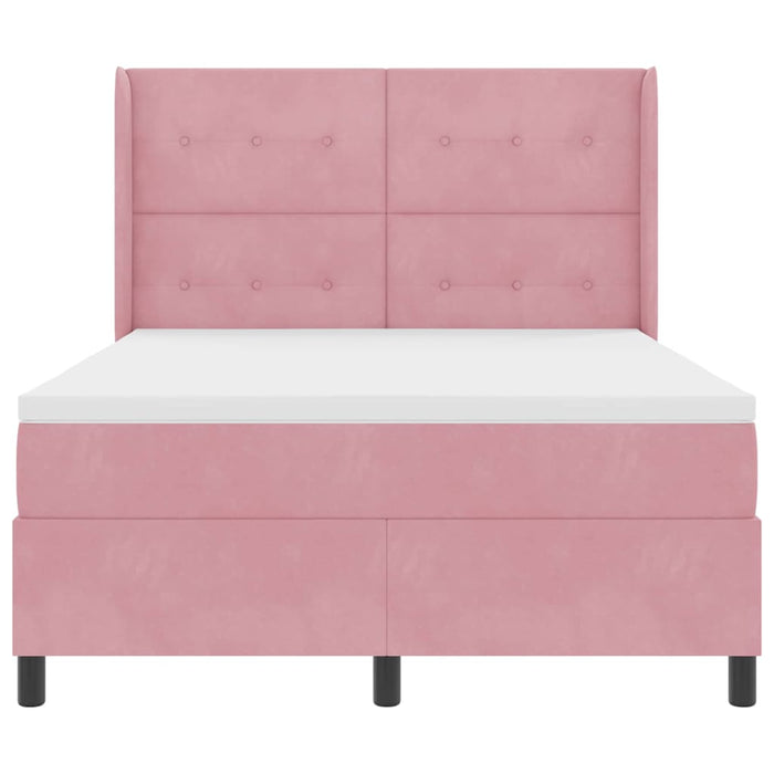 Pat cu arcuri cu saltea cu headboard Roz 140 x 190 cm Catifea - WALTI WALTI