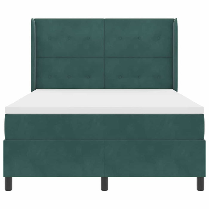 Pat cu arcuri cu saltea Verde închis 140 x 200 cm Catifea - WALTI WALTI