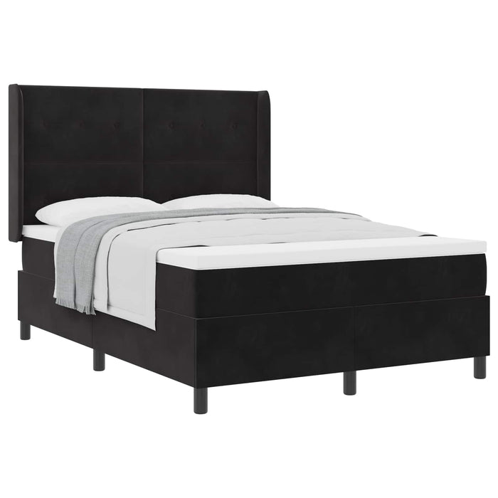 Pat cu arcuri cu saltea cu headboard Negru 160 x 200 cm Catifea - WALTI WALTI