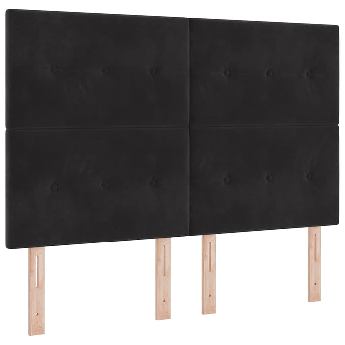 Pat cu arcuri cu saltea cu headboard Negru 160 x 200 cm Catifea - WALTI WALTI