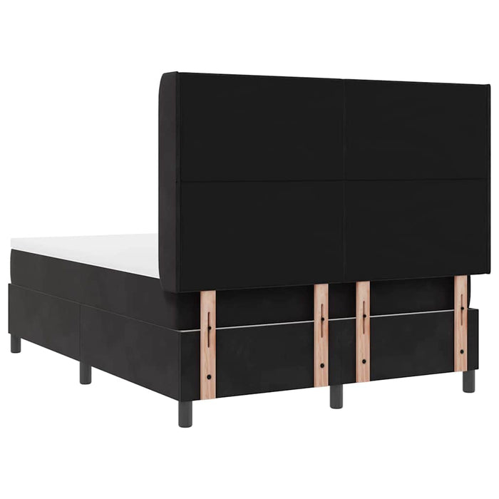 Pat cu arcuri cu saltea cu headboard Negru 160 x 200 cm Catifea - WALTI WALTI