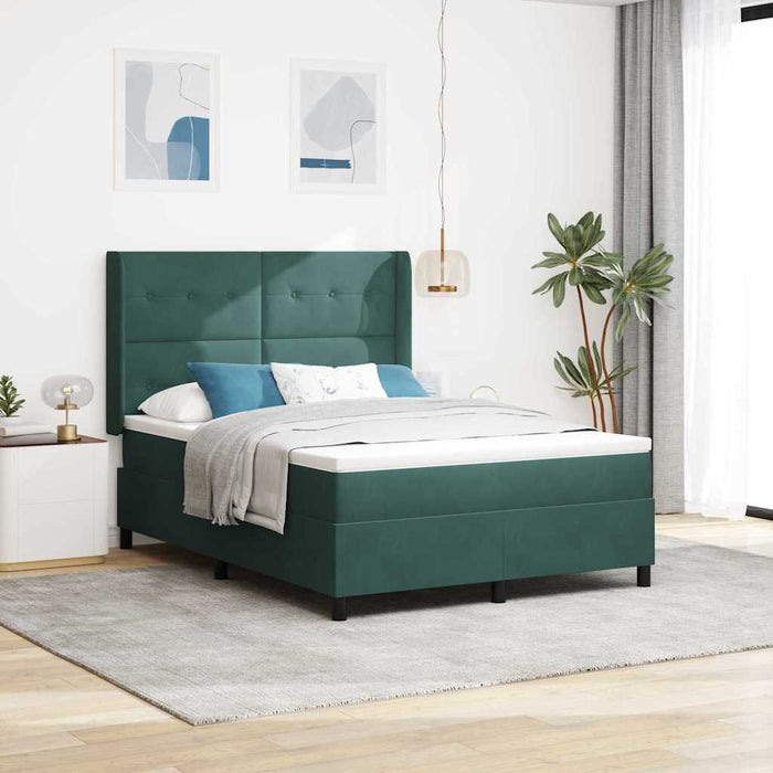 Pat cu arcuri cu headboard Verde închis 160 x 200 cm Catifea - WALTI WALTI
