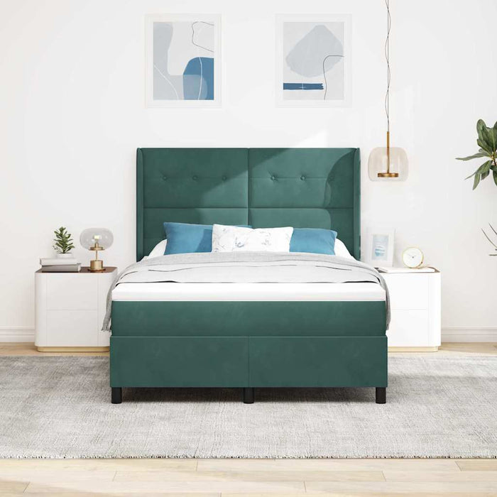 Pat cu arcuri cu headboard Verde închis 160 x 200 cm Catifea - WALTI WALTI