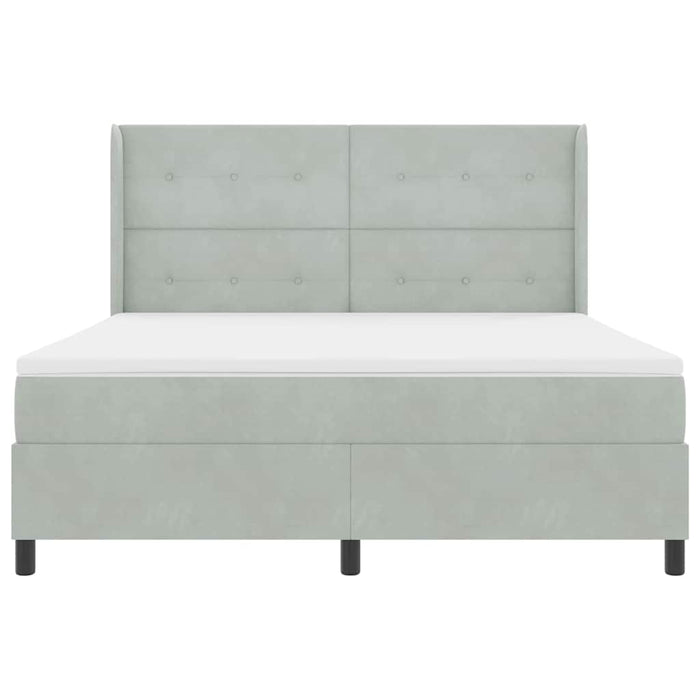 Pat cu arcuri cu saltea Gri deschis 180 x 200 cm Catifea - WALTI WALTI