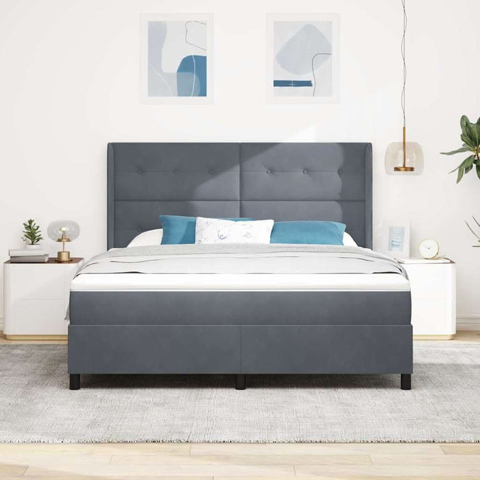 Pat cu arcuri cu saltea Gri închis 180 x 200 cm Catifea - WALTI WALTI