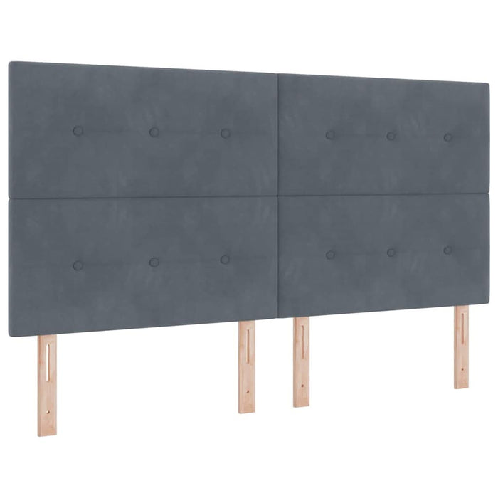 Pat cu arcuri cu saltea Gri închis 180 x 200 cm Catifea - WALTI WALTI