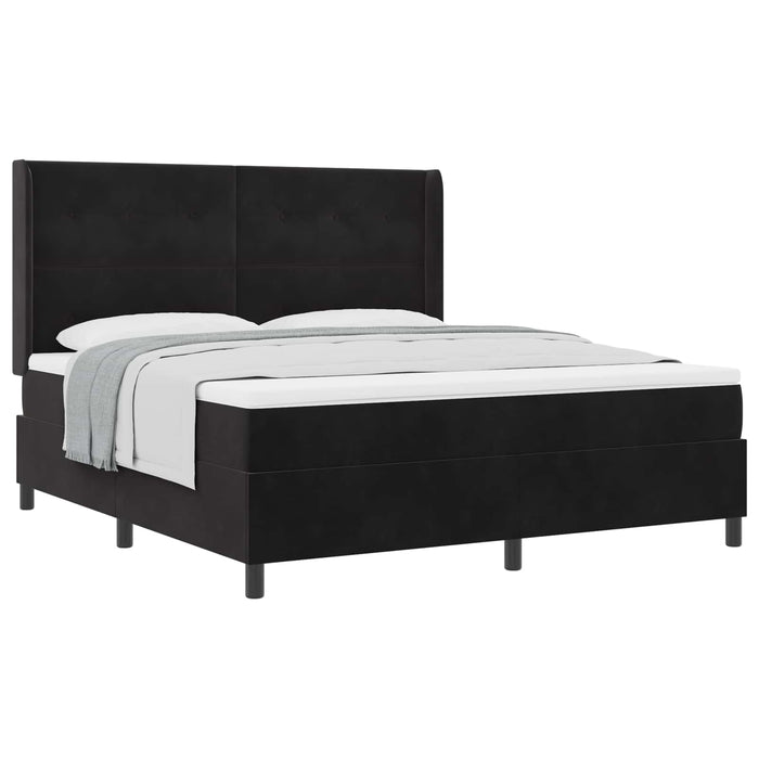 Pat cu arcuri cu saltea cu headboard Negru 180 x 200 cm Catifea - WALTI WALTI