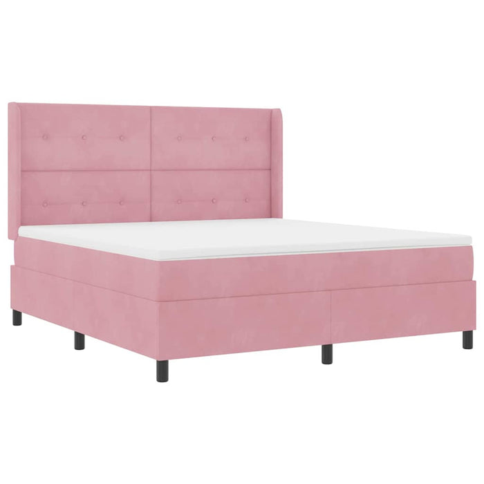 Pat cu arcuri cu headboard Roz 180 x 200 cm Catifea - WALTI WALTI