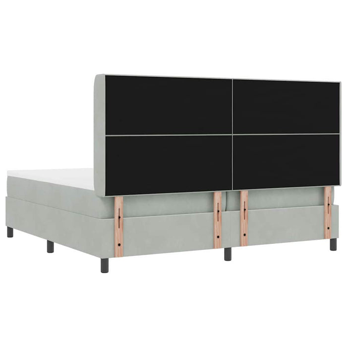 Pat cu arcuri cu saltea Gri deschis 200 x 200 cm Catifea - WALTI WALTI