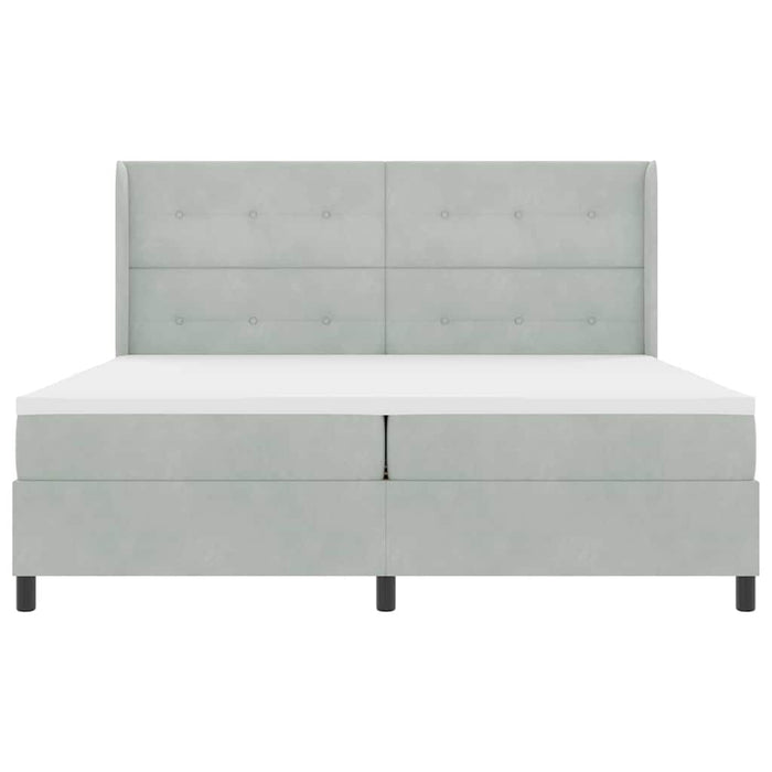 Pat cu arcuri cu saltea Gri deschis 200 x 200 cm Catifea - WALTI WALTI