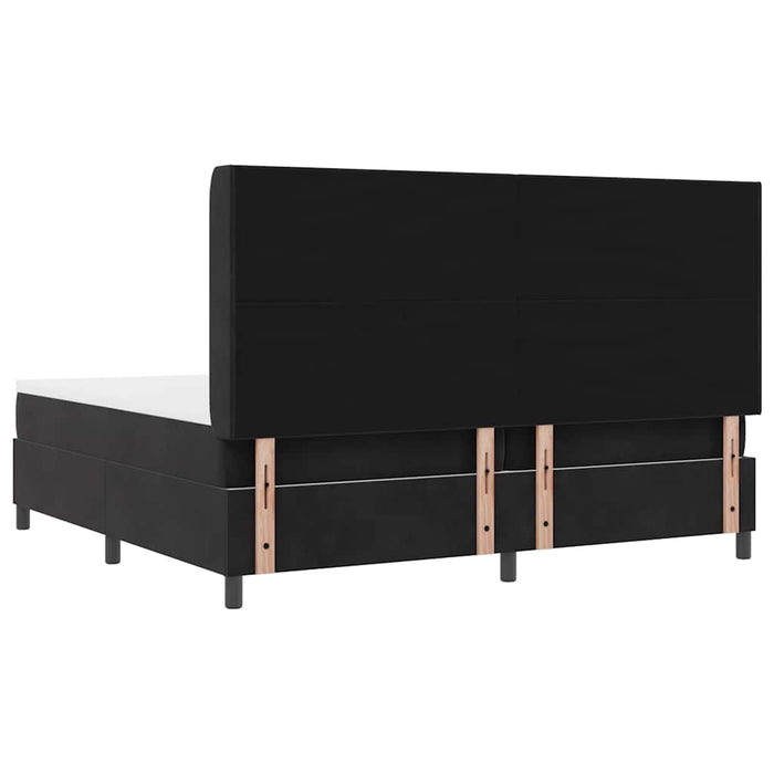 Pat cu arcuri cu saltea cu headboard Negru 200 x 200 cm Catifea WALTI