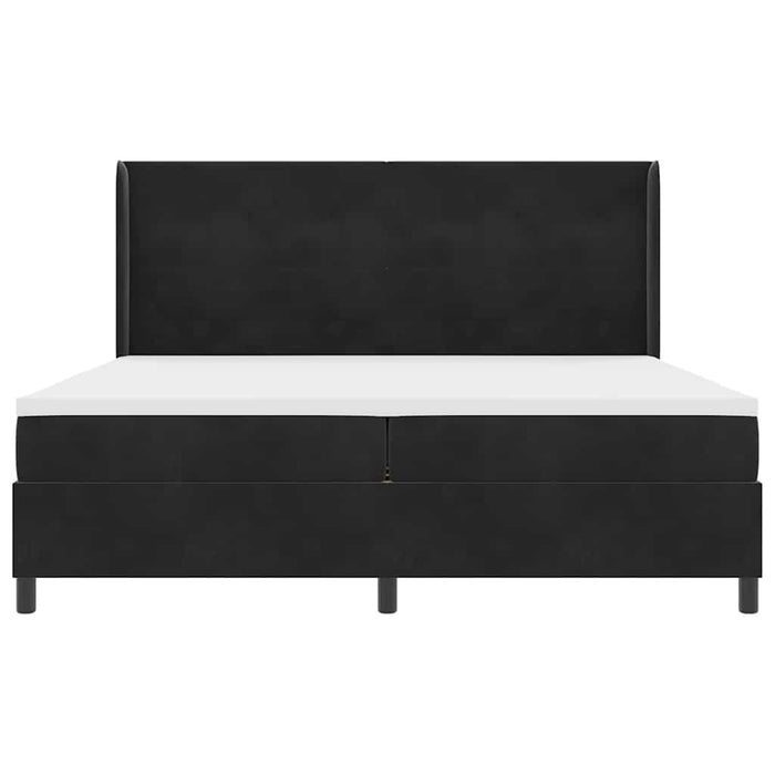 Pat cu arcuri cu saltea cu headboard Negru 200 x 200 cm Catifea WALTI