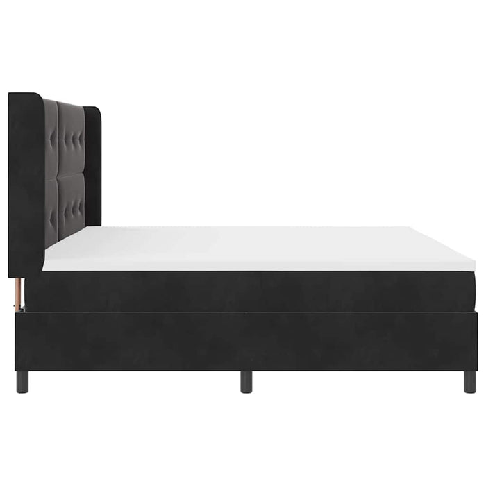 Pat cu arcuri cu saltea cu headboard Negru 200 x 200 cm Catifea WALTI