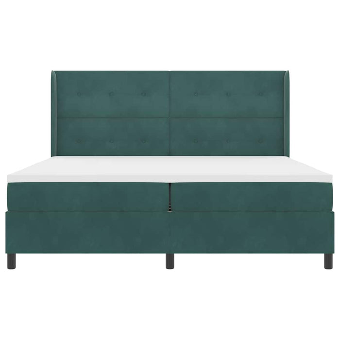 Pat cu arcuri cu saltea Verde închis 200 x 200 cm Catifea - WALTI WALTI