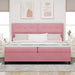 Pat cu arcuri cu saltea cu headboard Roz 200 x 200 cm Catifea - WALTI WALTI