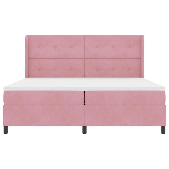 Pat cu arcuri cu saltea cu headboard Roz 200 x 200 cm Catifea - WALTI WALTI