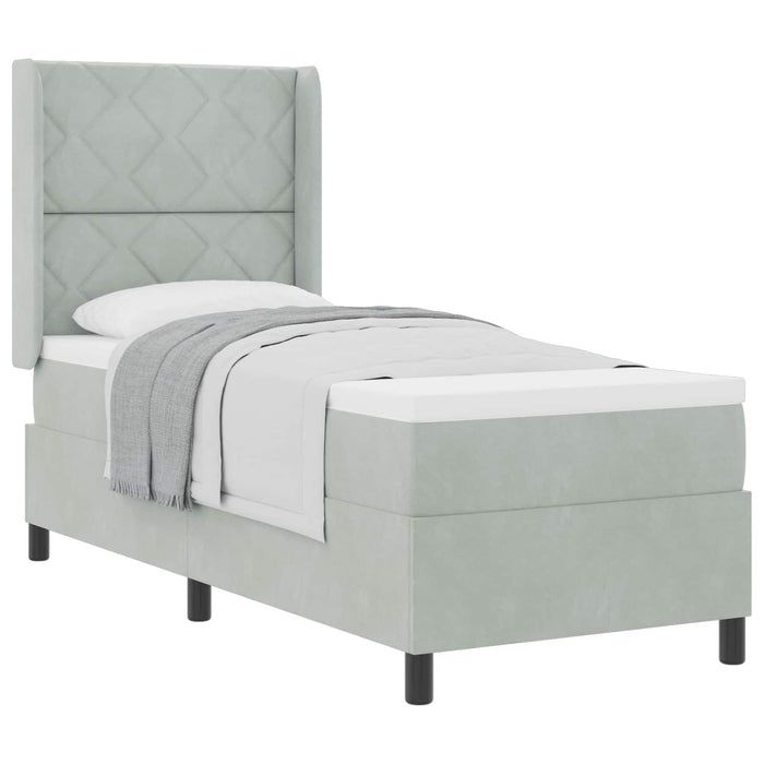 Pat cu arcuri cu headboard Gri deschis 80 x 200 cm Catifea - WALTI WALTI
