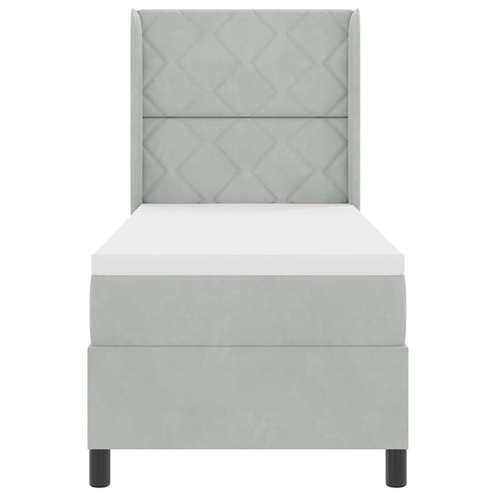 Pat cu arcuri cu headboard Gri deschis 80 x 200 cm Catifea - WALTI WALTI