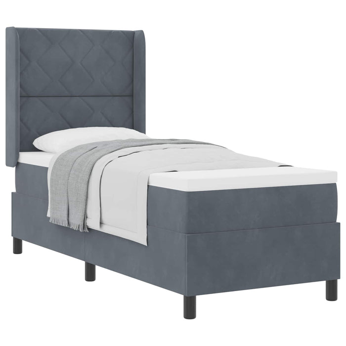 Pat cu arcuri cu headboard Gri închis 80 x 200 cm Catifea - WALTI WALTI