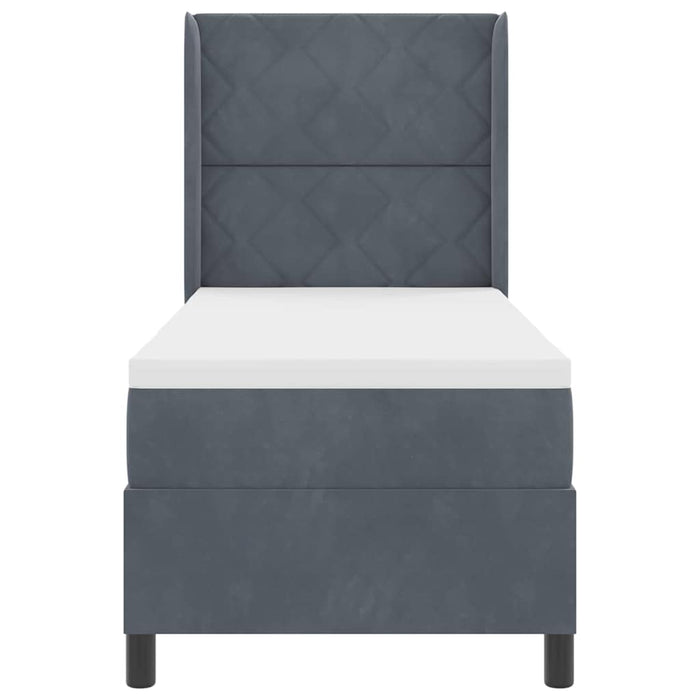 Pat cu arcuri cu headboard Gri închis 80 x 200 cm Catifea - WALTI WALTI