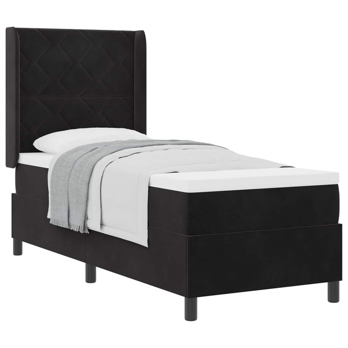 Pat cu arcuri cu headboard Negru 80 x 200 cm Catifea - WALTI WALTI