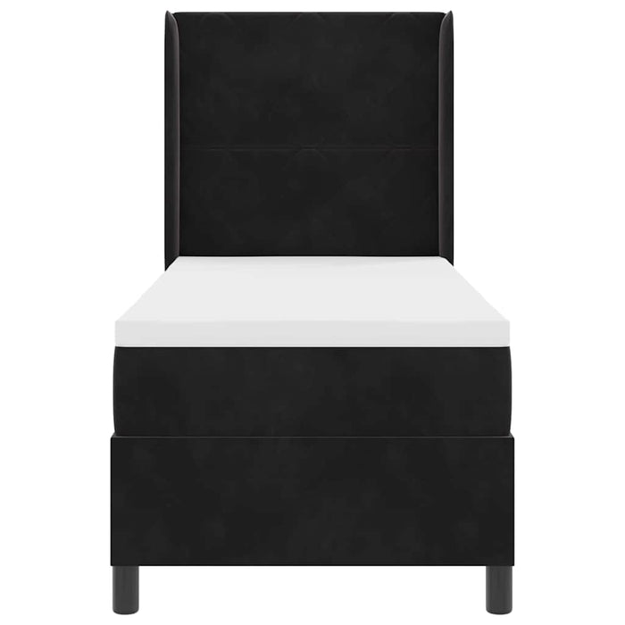 Pat cu arcuri cu headboard Negru 80 x 200 cm Catifea - WALTI WALTI