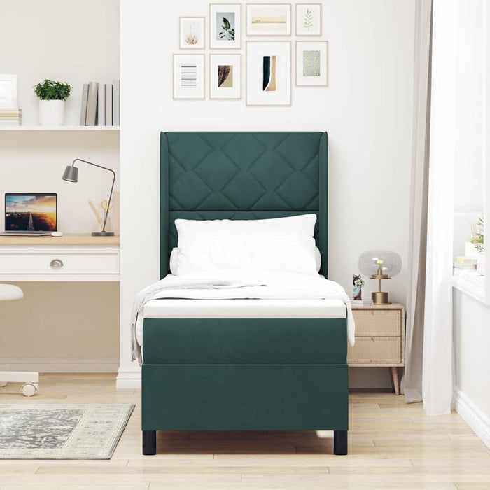 Pat cu arcuri cu headboard Verde închis 80 x 200 cm Catifea - WALTI WALTI