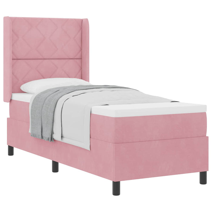 Pat cu arcuri cu saltea cu headboard Roz 80 x 200 cm Catifea - WALTI WALTI