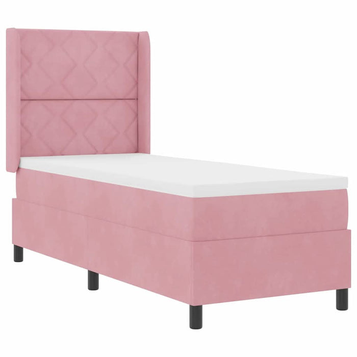 Pat cu arcuri cu saltea cu headboard Roz 80 x 200 cm Catifea - WALTI WALTI