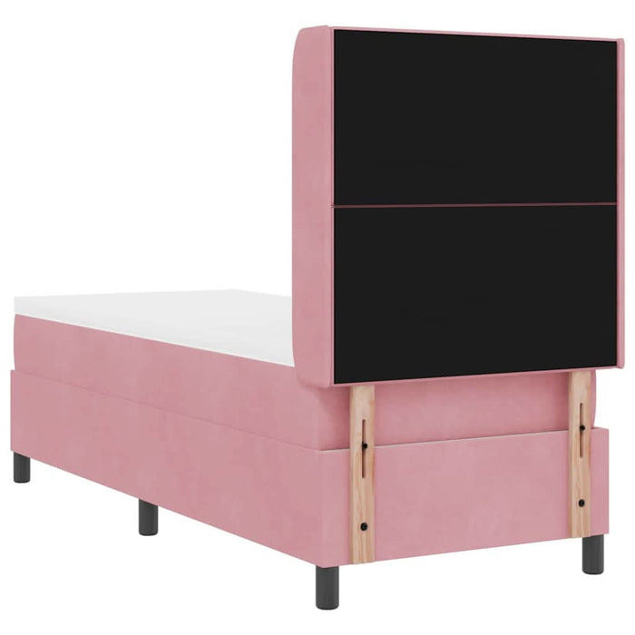 Pat cu arcuri cu saltea cu headboard Roz 80 x 200 cm Catifea - WALTI WALTI