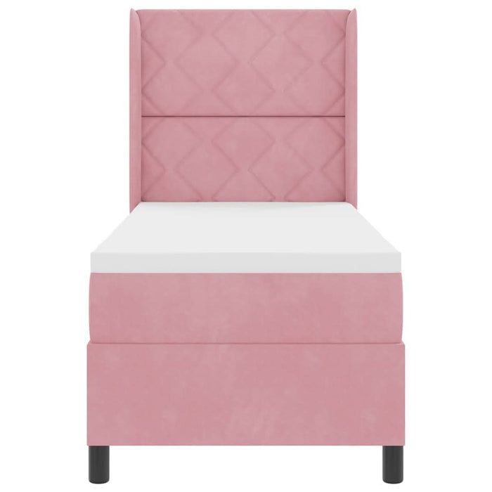 Pat cu arcuri cu saltea cu headboard Roz 80 x 200 cm Catifea - WALTI WALTI