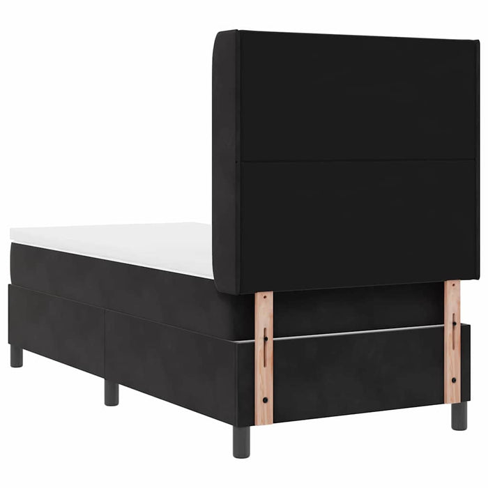 Pat cu arcuri cu headboard Negru 90 x 200 cm Catifea WALTI