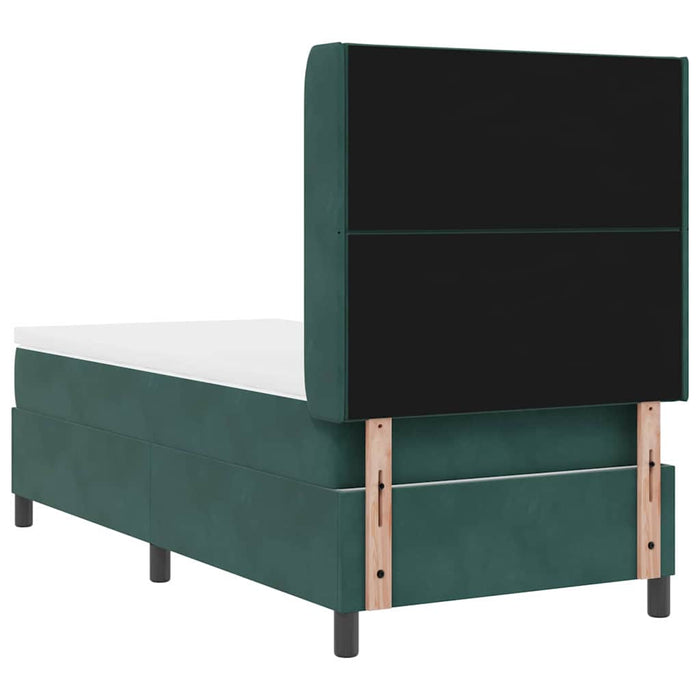 Pat cu arcuri cu headboard Verde închis 90 x 200 cm Catifea WALTI