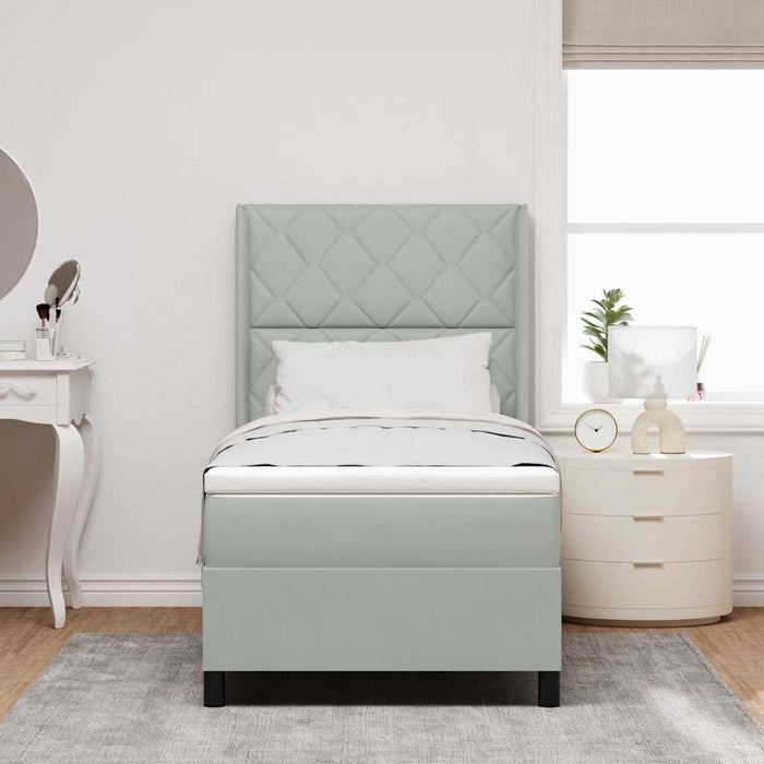 Pat cu arcuri cu headboard Gri deschis 100 x 200 cm Catifea WALTI