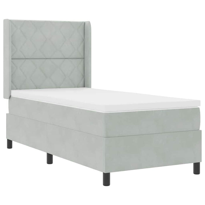 Pat cu arcuri cu headboard Gri deschis 100 x 200 cm Catifea WALTI