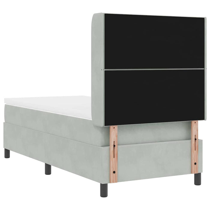 Pat cu arcuri cu headboard Gri deschis 100 x 200 cm Catifea WALTI