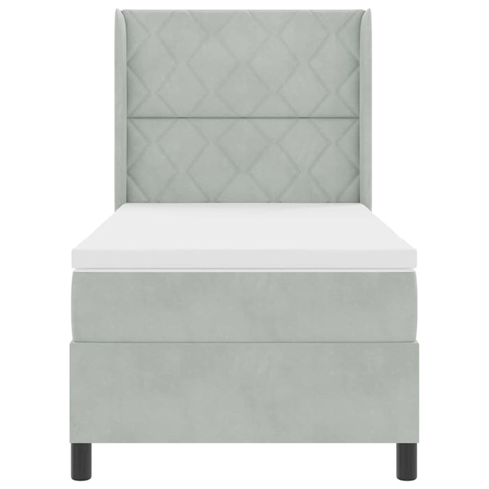 Pat cu arcuri cu headboard Gri deschis 100 x 200 cm Catifea WALTI
