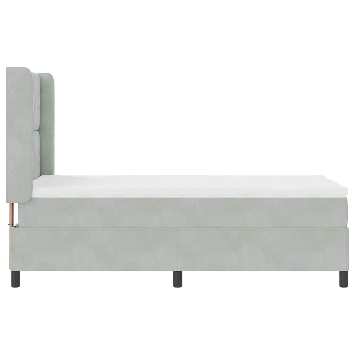 Pat cu arcuri cu headboard Gri deschis 100 x 200 cm Catifea WALTI