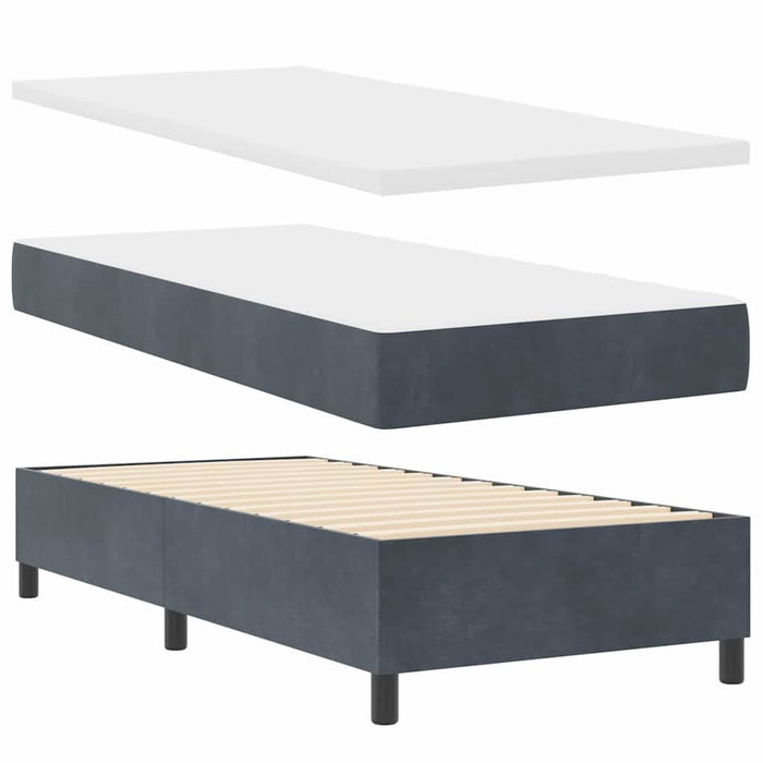 Pat cu arcuri cu headboard Gri închis 100 x 200 cm Catifea WALTI