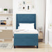 Pat cu arcuri cu headboard albastru 100 x 200 cm Catifea - WALTI WALTI
